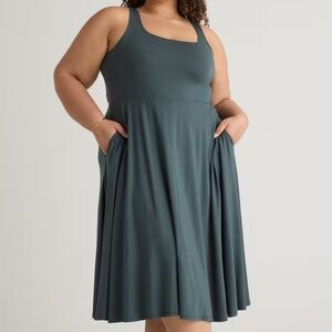 Quince Tencel Jersey Fit & Flare Dress Dark Olive 2X